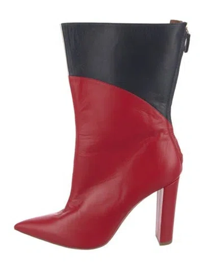 Pre-owned Malone Souliers Leather Colorblock Pattern Boots In Red