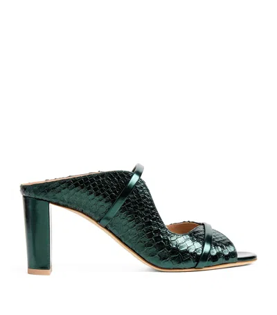 Malone Souliers Leather Crocodile-effect Norah Mules 70 In Green