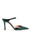Malone Souliers Leather Crocodile-effect Uma Pumps 90 In Green