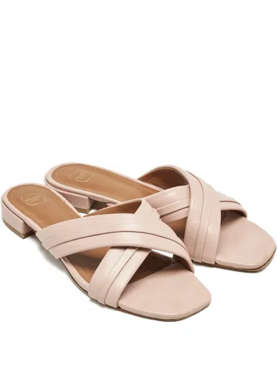 Pre-owned Malone Souliers Leather Crossover Flat Sandals In Pink