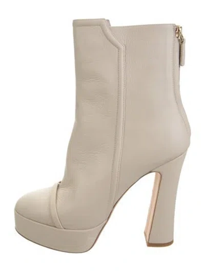 Pre-owned Malone Souliers Leather Cutout Accent Boots In Neutrals