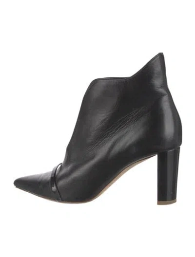 Pre-owned Malone Souliers Leather Leather Trim Embellishment Boots In Black