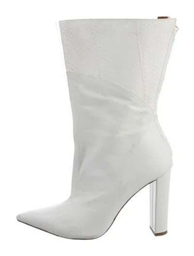 Pre-owned Malone Souliers Leather Leather Trim Embellishment Boots In White