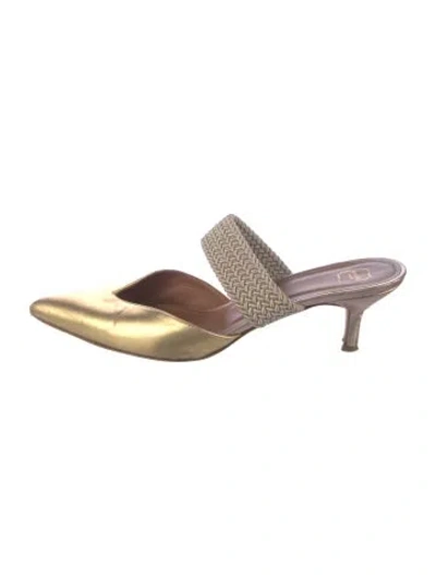 Pre-owned Malone Souliers Leather Mules In Gold