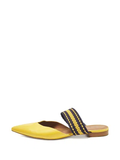 Pre-owned Malone Souliers Leather Pointed Mules In Yellow