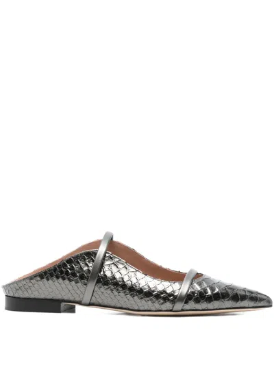 Malone Souliers Leather Pointed-toe Flats In Gray