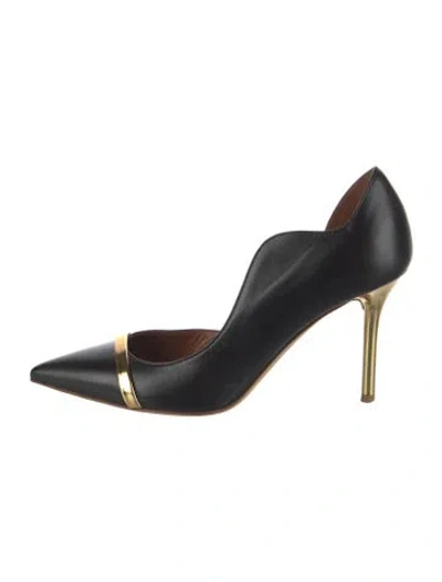Pre-owned Malone Souliers Leather Scalloped Accent Pumps In Black