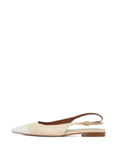 Pre-owned Malone Souliers Leather Slingback Flat Pumps In Neutral