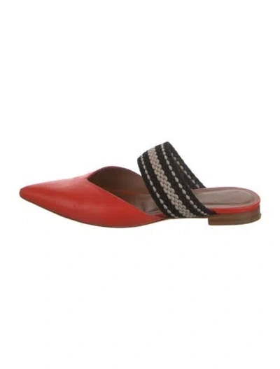Pre-owned Malone Souliers Leather Striped Mules In Orange