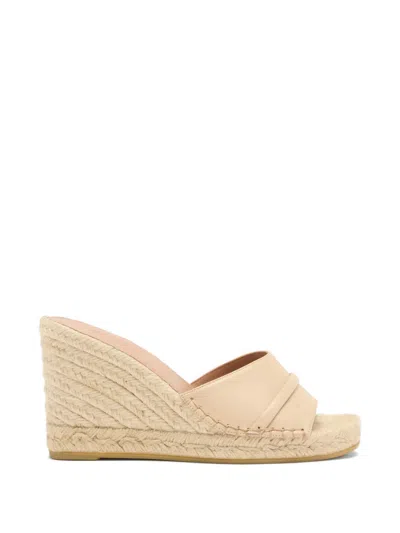 Malone Souliers Leather Wedge Espadrilles In Neutral