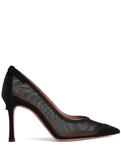 Malone Souliers Liberty Satin Mesh Stiletto Pumps In Black