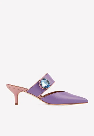 Malone Souliers Lola 45 Crystal-embellished Mules In Nappa Leather In Purple