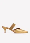Malone Souliers Maisie 45 Croc-embossed Leather Mules With Braided Strap In Gold