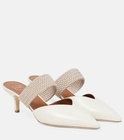 Malone Souliers Cream Raffia And Leather Maisie Mules In Multi