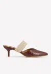 Malone Souliers Maisie 45 Rope And Croc-effect Leather Mules In Mahogany