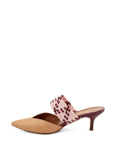 Pre-owned Malone Souliers Maisie Cord Heeled Mules In Neutral