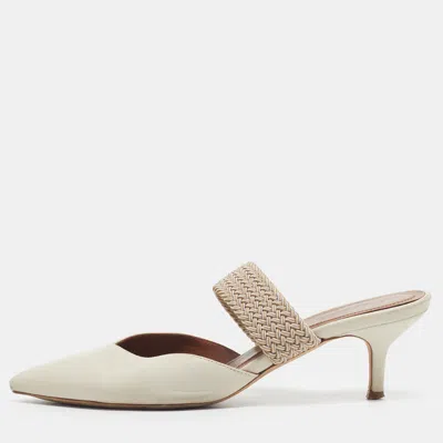 Pre-owned Malone Souliers Maisie Size 38 Cream Leather Mules In White