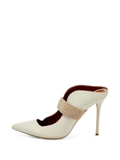 Pre-owned Malone Souliers Mara Wave-cut Mules In Neutral
