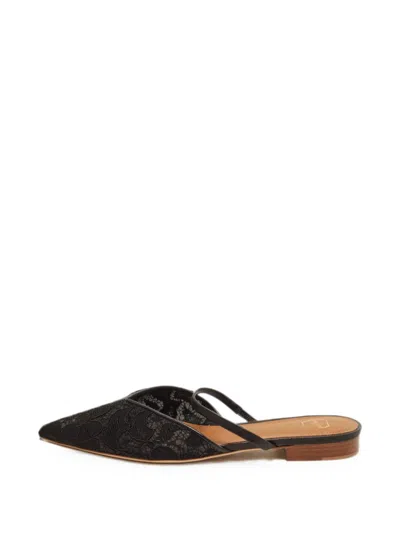 Pre-owned Malone Souliers Maria Flat Mules In Black