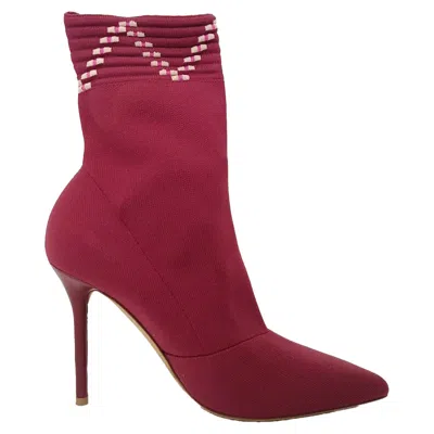 Malone Souliers Mariah Ankle Boots In Burgundy Cotton In Red