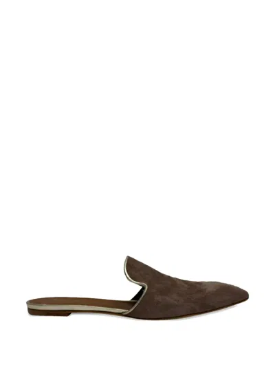 Pre-owned Malone Souliers Marianne Pointed-toe Mules In Brown