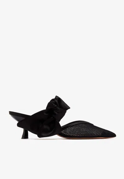 Malone Souliers Marie 45 Satin Bow Mules In Black