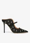 Malone Souliers Maureen 100 Crystal Embellished Satin Mules In Black