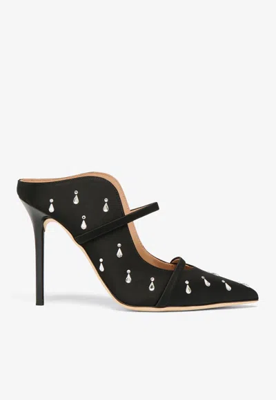 Malone Souliers Maureen 100 Crystal Embellished Satin Mules In Black