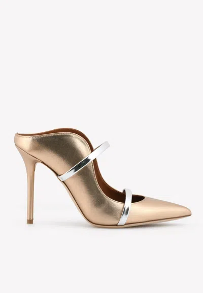 Malone Souliers Maureen 100 Metallic Leather Mules In Gold