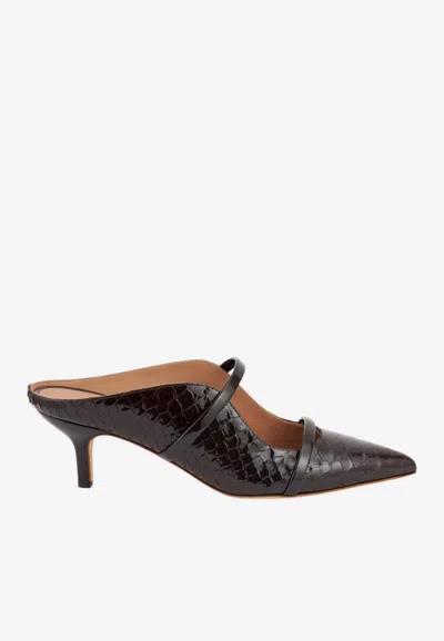 Malone Souliers Maureen 45 Croc-embossed Leather Mules In Black