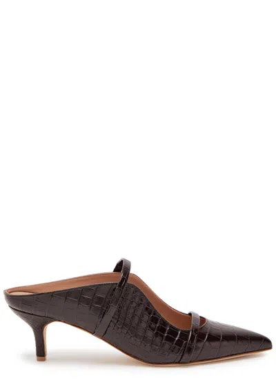Malone Souliers Maureen 45 Crocodile-effect Leather Mules In Brown
