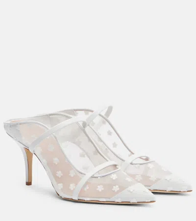 Malone Souliers Maureen 70 Leather And Mesh Mules In White