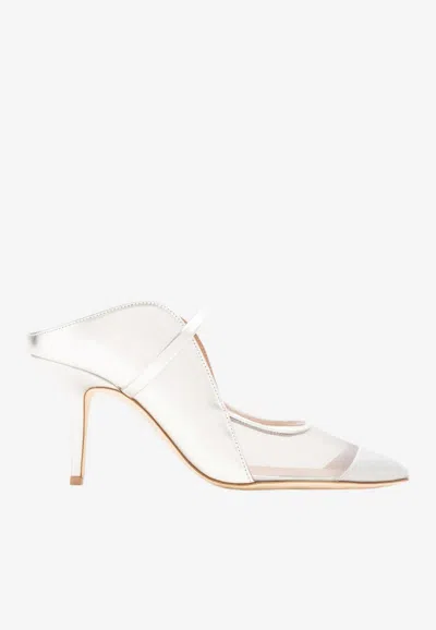 Malone Souliers Maureen 70 Metallic Leather Mules In White