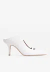 Malone Souliers Ladies Maureen 70 Double Straps Leather Mules In White