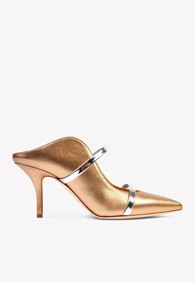 Malone Souliers Maureen 70 Mules In Metallic Nappa Leather In Gold
