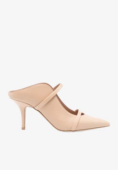 Malone Souliers Maureen 70 Pointed Leather Mules In Buff Buff