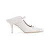 Malone Souliers Ladies Maureen 70 Double Straps Leather Mules In White