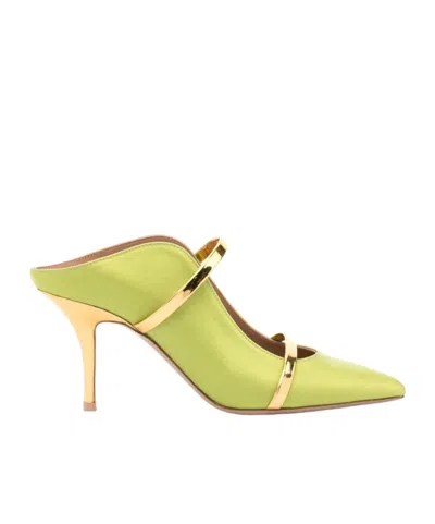 Malone Souliers Maureen 70mm Satin Mules In Green
