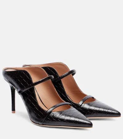 Malone Souliers Maureen 85 Croc-effect Leather Pumps In Black