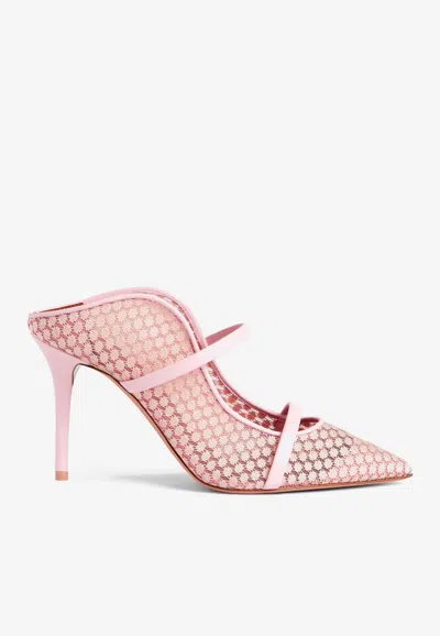 Malone Souliers Maureen 85 Pointelle-knit Mules In Pink