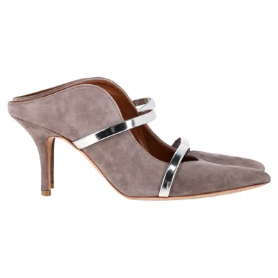 Malone Souliers Maureen 85 Mules In Grey Suede