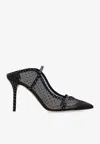 Malone Souliers Maureen 85 Polka Dot Satin Mesh Mules In Black