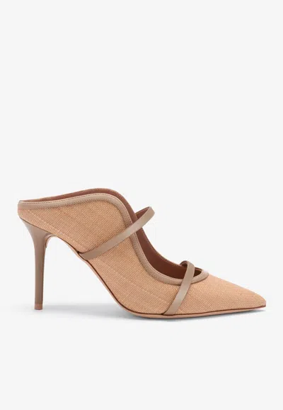 Malone Souliers Maureen 85 Raffia Mules In Neutral