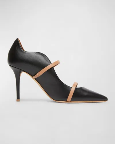 Malone Souliers Maureen Bicolor Leather Dual-band Pumps In Black Nude