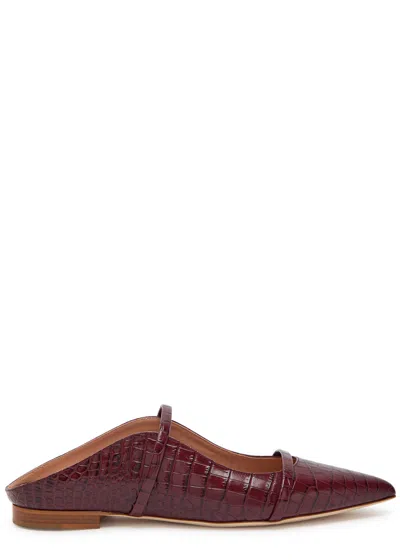 Malone Souliers Maureen Crocodile-effect Leather Mules In Burgundy