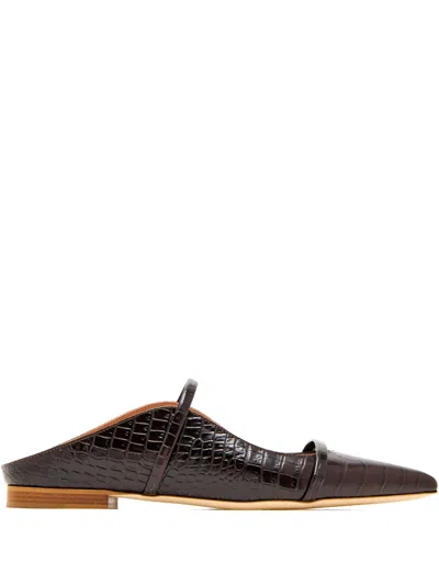 Malone Souliers Maureen Crocodile-effect Mules In Brown