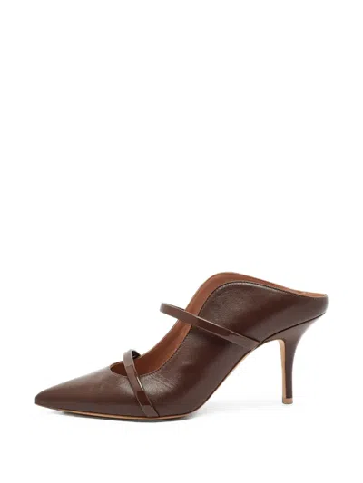 Pre-owned Malone Souliers Maureen Curved Heeled Mules In Brown