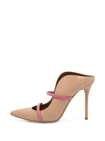Pre-owned Malone Souliers Maureen Curved Vamp Mules In Neutral