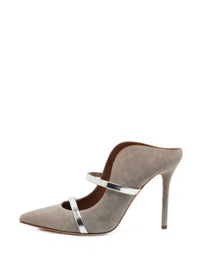 Pre-owned Malone Souliers Maureen Curved-strap Mules In Grey