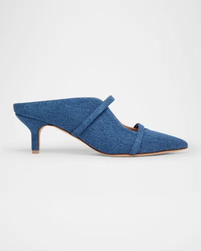 Malone Souliers Maureen Denim Dual-band Mule Pumps In Indigo